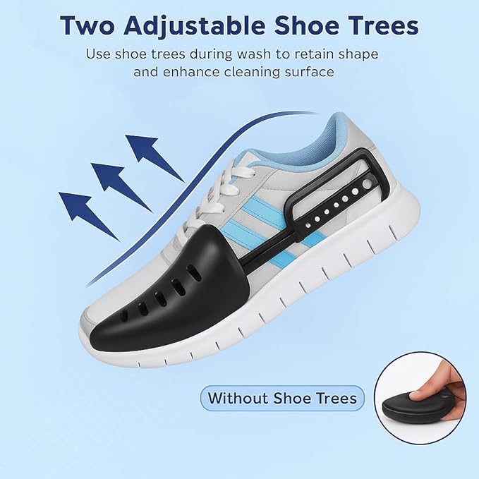 2Pcs Shoe Washing Machine Bag with Insoles | Reusable Sneaker Laundry Bags for Machine Wash | Fluffy Fiber 360° Cleaning with Durable Zipper Closure (Yellow Grey & Trees)