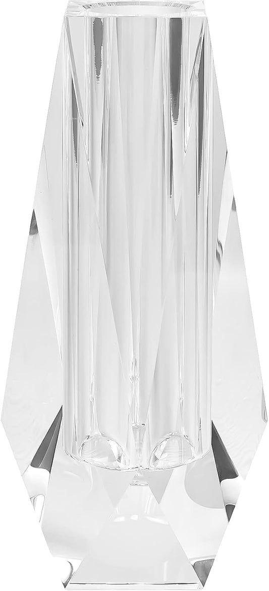 Kitcom Flower/Bud Crystal Vase Decorative Vases for Home, Wedding, Christmas, Outline Dimensions W2.8''xH8.5'', Clear with Gift Box