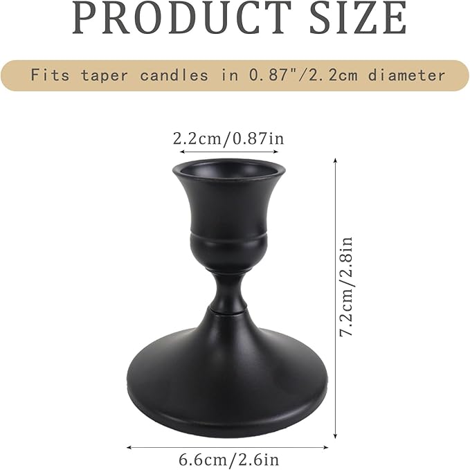 Vintage Black Taper Candle Holders Set of 6, Metal Candlestick Holders Elegant Handcrafted Décor for Weddings, Dining & Meditation,Table Centerpiece, Party, Christmas Decoration or Home Decor