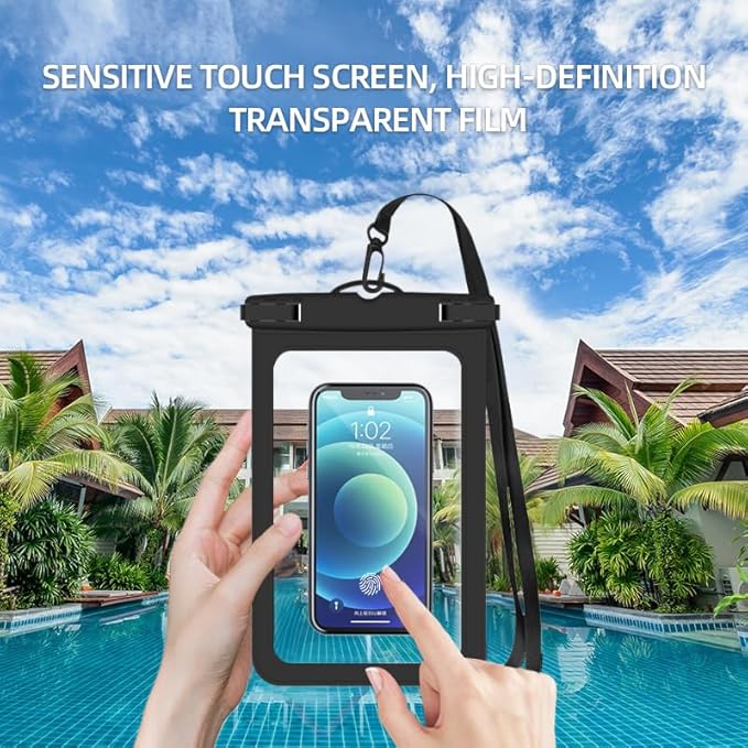 [Up to 8.9" 2 Pack Waterproof Phone Pouch Case,Waterproof Phone Bag for iPhone 17 16 15 14 13 Pro Max Plus Galaxy S25 S24 Ultar Plus+,IPX8 Cellphone Dry Bag Beach Travel Essentials-Black