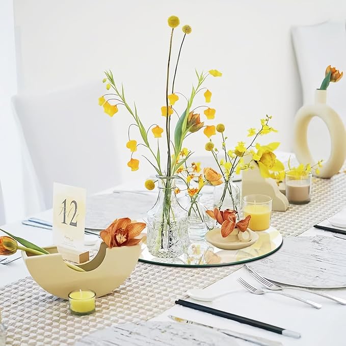 12" 10PCS Round Mirrors for Centerpieces, Circle Mirror Centerpieces for Tables, Acrylic Mirror Tiles for Wall Table Wedding Centerpieces Mirror Plates for Candle Birthday Decorations DIY Craft