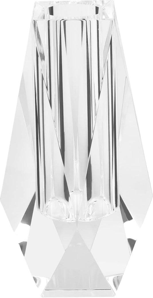 Kitcom Flower/Bud Crystal Vase Decorative Vases for Home, Wedding, Christmas, Outline Dimensions W2.4''xH6.3'', Clear with Gift Box