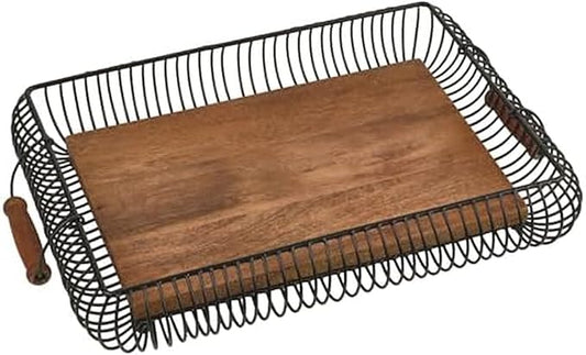 Gourmet Basics by Mikasa Westfield Rectangular Kitchen Centerpiece Storage Basket Tray, 16 Inch
