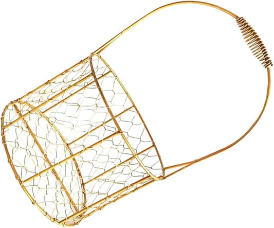 Round Wire Basket with Handle Decorative Storage Basket for Wedding Flower Girl Fruits Crafts Versatile Home Organizer for and Decor