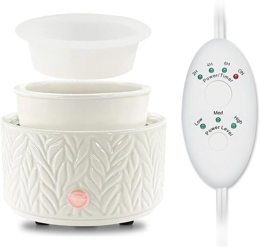 Wax Melt Warmer with Timer-3-in-1 Wax Melter Burner with Silicone Liner, Fragrance Warmer for Scented Candles, Wax Tarts, Essential Oils to Freshen Home Office, Auto Shut Off & Temperature Adjustment