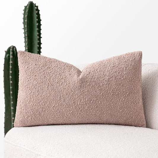 MIULEE Textured Boucle Throw Pillow Cover Pink Accent Solid Lumbar Pillow Case Spring Valentine Decorative Soft Pack of 1 Couch Cushion Chair Sofa Bedroom Livingroom Home Decor,12x20 Inch