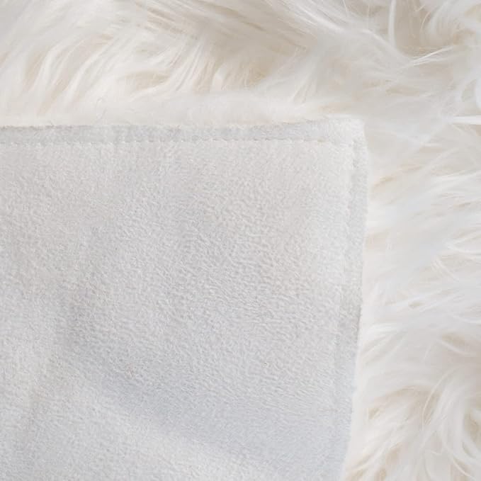 SAFAVIEH Faux Sheep Skin Collection Area Rug - 5' x 7', Ivory, Silken Glam Design, Non-Shedding & Easy Care, 2.35-inch Thick Ideal for High Traffic Areas in Living Room, Bedroom (FSS115A)