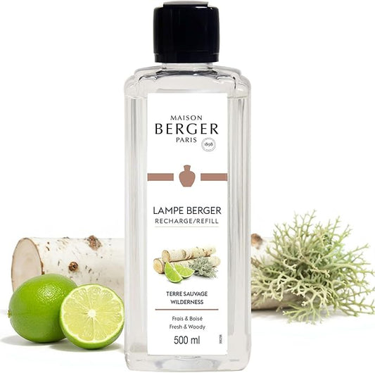 MAISON BERGER Wilderness Lampe Berger Refill, 500 ml (16.9 fl oz), Odor-Neutralizing Home Fragrance Oil Lamps, Lime, Grapefruit, Clean Notes, Tomato Leaves, Made in France