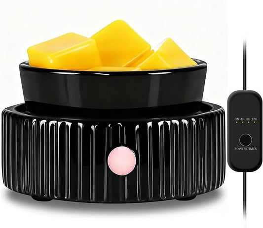 Wax Melt Warmer with 4 Timer & PTC Heating- Ceramic Fragrance 3-in-1 Oil Burner Electric Candle Wax Melter for Home Office Bedroom Fragrance, Home Décor and Gift Choice