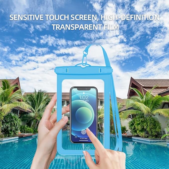 [Up to 6.9"+Up to 8.9" 2 Pack Waterproof Phone Pouch Case,Waterproof Phone Bag for iPhone 17 16 15 14 13 Pro Max Plus Galaxy S25 Ultar,IPX8 Cellphone Dry Bag Beach Travel Essentials-Blue