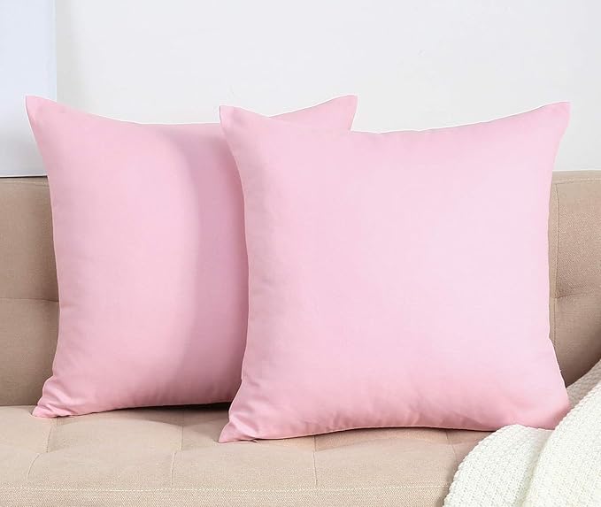 TangDepot Handmade Decorative Solid 100% Cotton Canvas Throw Pillow Covers/Pillow Shams, (16"x16", Salmon Pink)