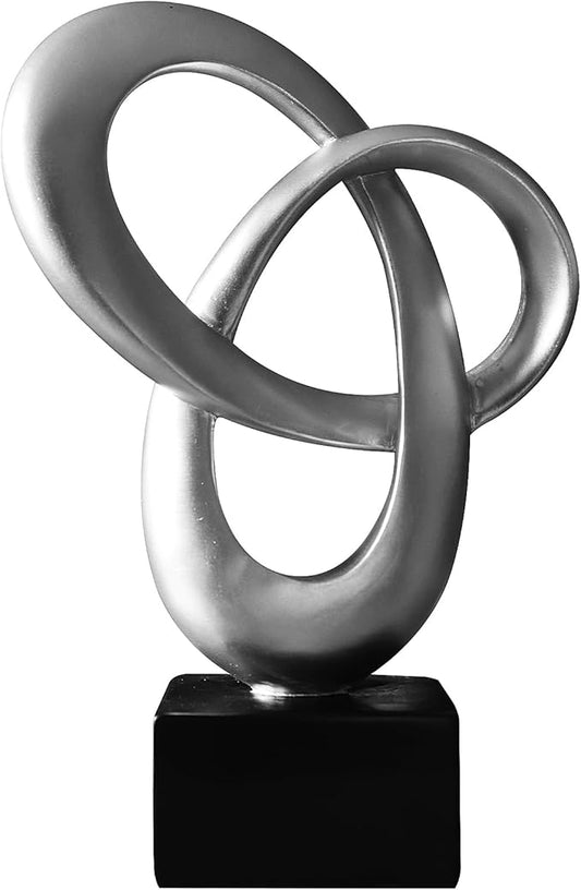 Dosker Knot Decor Mobius Stripe Statue,Modern Abstract Sculpture for Home Decor,Coffee Table Decor for Living Room,Office(Silver)
