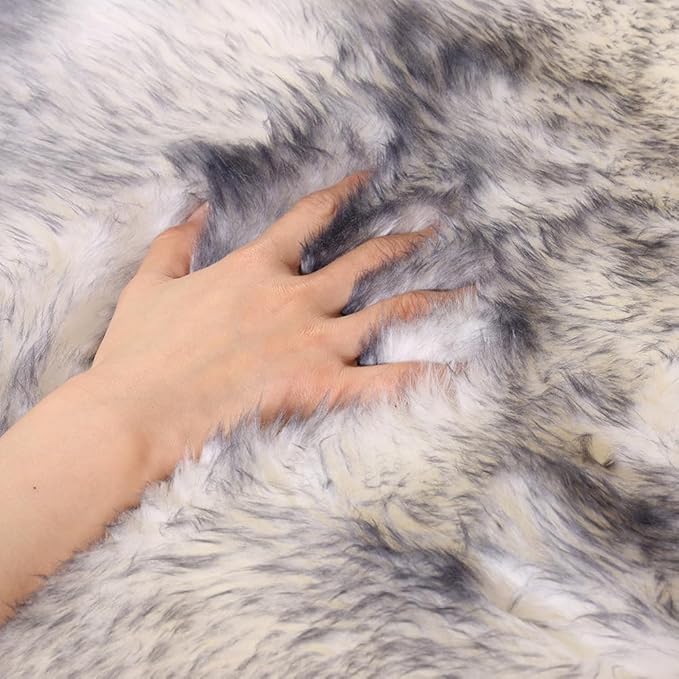 LLB Genuine Sheepskin Area Rug Wool Rug Fur Carpet Fluffy Shaggy Fur Rug for Living Room Kids Bedroom Real Sheepskin Throw Lambskin Rugs Sofa Mat Chair Seat Covers (Snow Grey, 4 x 6 ft Sheepskin)