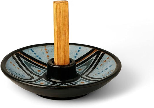 Authentic Peruvian Pottery Palo Santo Stick Holder | Handmade Ceramic Smudge Bowl | Incense and Sage Holder | Unique Decor for Spiritual and Aromatherapy Practices (Blue Aura)