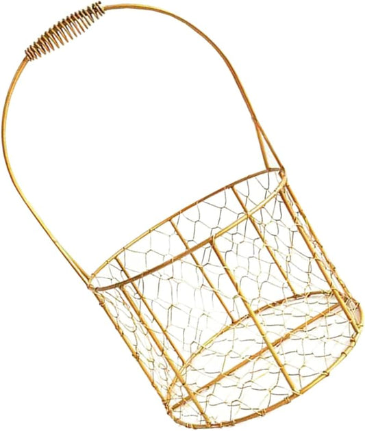 Flower Girl Basket with Handle Decorative Wire Round Basket for Weddings Storage and Home Decor for Flowers Fruits Versatile and Stylish Design