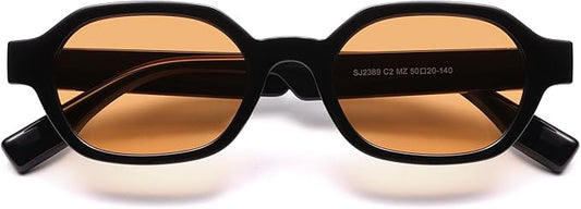 SOJOS Retro Polarized Hexagon Sunglasses for Women Men, UV400 Trendy Rectangle 70s 80s 90s Shades SJ2389