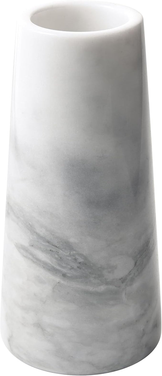 A Grade Natural Marble White Flower Vase, Finely Polished Stone, Decorative Modern Floral Vase, Concisely Designed Centerpiece, Bedroom, Office Wedding (Cylinder)