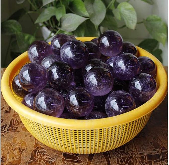 Natural Amethyst Healing Crystal Gemstone Sphere Ball for Reiki Balancing Meditation Energy Home and Office Decoration 50mm 200grams (5cm, Amethyst)