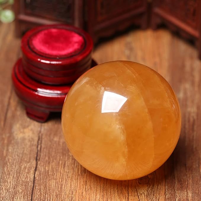 4 inch Natural Citrine Crystal Sphere Ball Feng Shui Ornament+Stand and One Free Bracelet (2.5inch|(65mm))