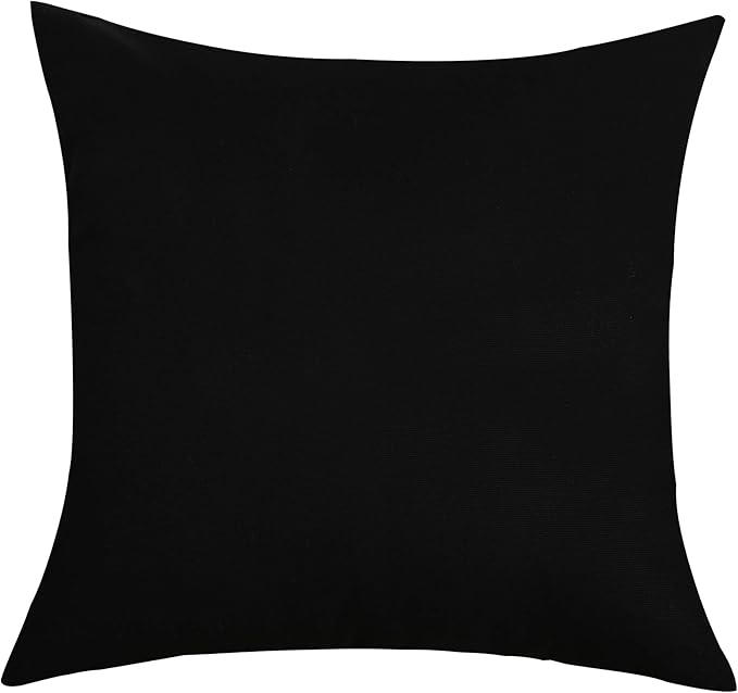 TangDepot Handmade Decorative Solid 100% Cotton Canvas Throw Pillow Covers/Pillow Shams, (12"x12", Black)