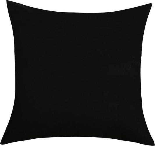 TangDepot Handmade Decorative Solid 100% Cotton Canvas Throw Pillow Covers/Pillow Shams, (12"x12", Black)