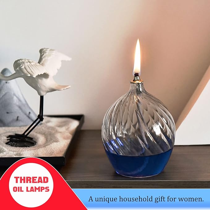 Refillable Liquid Petite Glass Oil lamp, Sturdy Borosillicate Glass Oil Candle, Unique Internal Thread Appearance for Fine Dining & Restaurants or Home