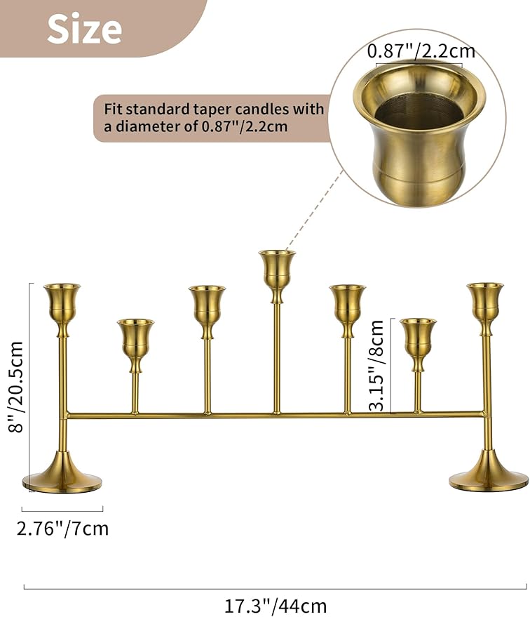 NUPTIO Candlestick Holders for Taper Candles: Gold Candelabra for Candle Sticks - Brass Long Candleholders for Christmas Birthday Party Fireplace Table Centerpiece