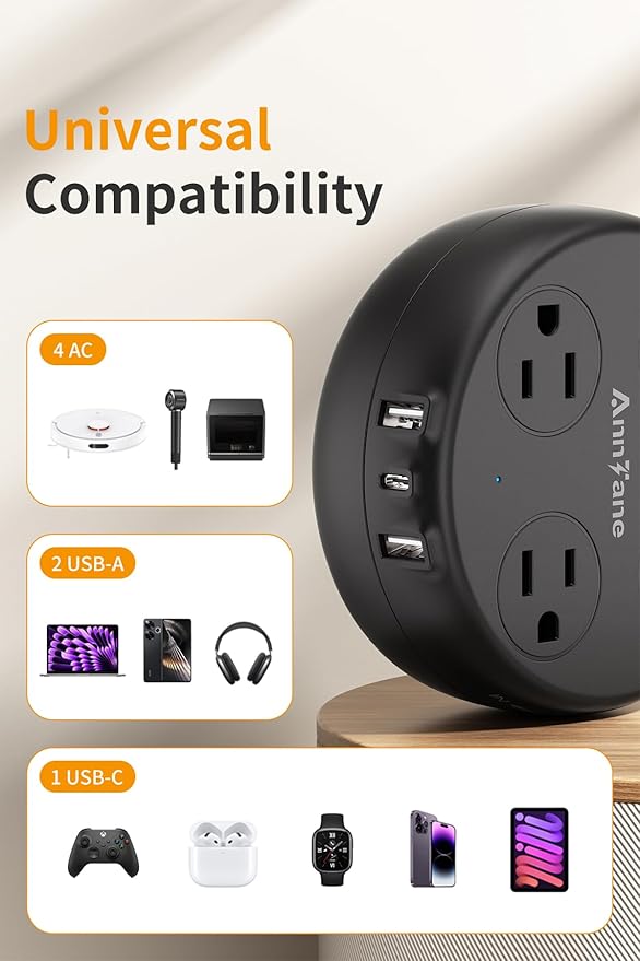 Italy Travel Adapter with USB C, US to Italy Plug Adapter with 4 Outlets 3 USB Ports, Type L Power Adapter for US to Chile Ethiopia Libya Syria Tunisia Uruguay (Black)