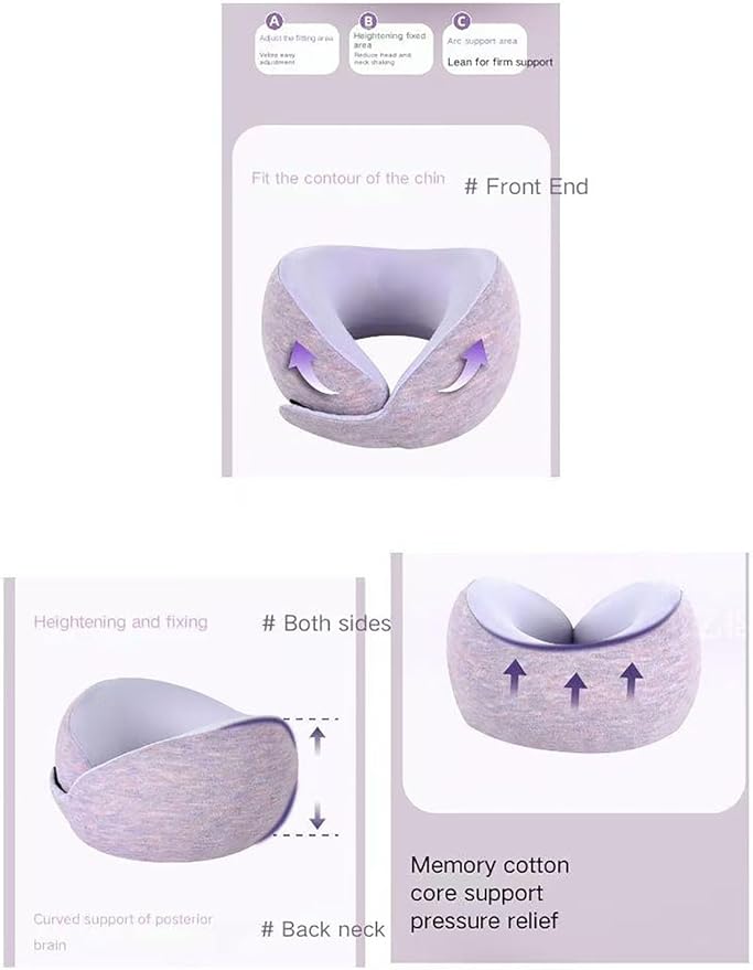 Kids Memory Foam Travel Neck Pillow, 360° Support,Travel U-Shaped Airplane Pillow, Foldable，Suitable for Commuting, Flying, Working, and Living at Home (Khaki)