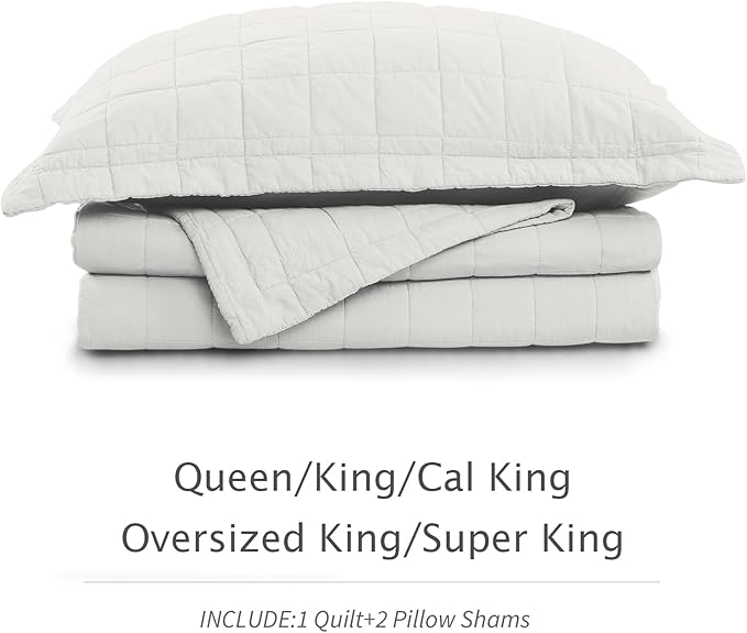 100% Cotton Quilt Sets Super King Size - Soft Lightweight Quilt Bedding Set for Bedroom Decor-Bedspread in Geometric Pattern with 2 Pillow Shams for All Season, 120x128 inches
