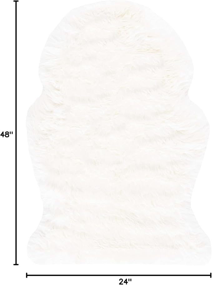 SAFAVIEH Sheep Skin Collection Accent Rug - 2' x 4', Natural & White, Handmade Rustic Glam Genuine Pelt, 3.4-inch Thick Ideal for High Traffic Areas in Entryway, Living Room, Bedroom (SHS211A)