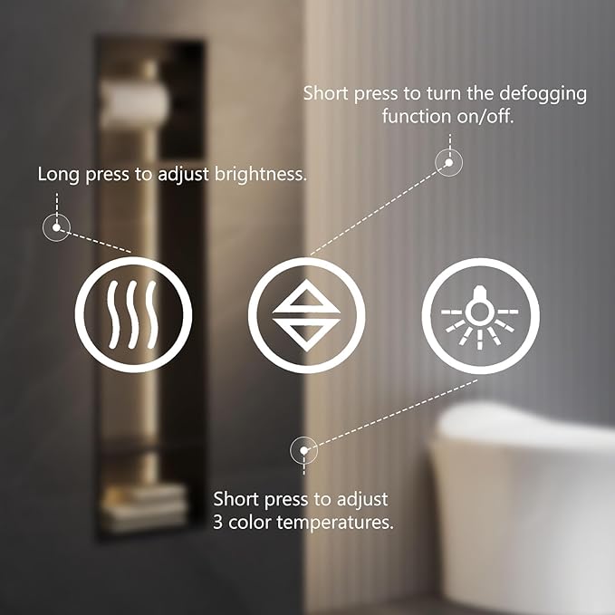 Sweetcrispy 20.1"x28.1" 1Smart Anti-Fog LED Bathroom Mirror with Front Light & Backlit, 3 Color Temperatures, Dimmable, Memory Function, Rectangle Modern Vanity Mirror