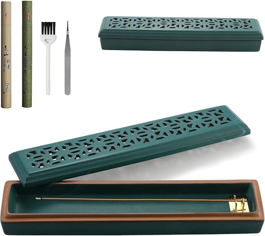 CEREMONY Incense Holder for Sticks，Ceramic Insence-Stick Holder Ash Catcher，Incense Holder Timkburner for Meditation Yoga Spa Room Decor