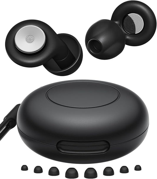 Sleep Noise-Canceling Earplugs 50dB Noise Reduction 4 Ear Tip Sizes Reusable Noise-Canceling Earplugs Silicone Hearing Protection Gear Ideal for Work and Travel (Black)