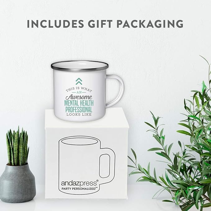 Andaz Press 11oz. Stainless Steel Campfire Coffee Mug Gift, This is What an Awesome Mental Health Professional Looks Like, 1-Pack, Birthday Gift Ideas Coworker Him Her, Includes Gift Box
