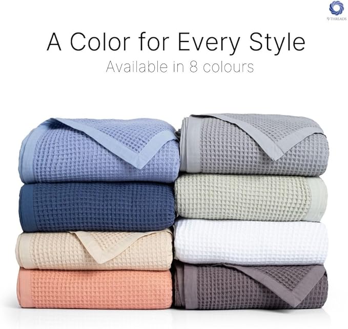 GOTS Certified Organic Cotton Waffle Weave Blanket, Twin Bed Size, 66"X90"Cozy Throw Blanket for Couch, Modern Home Decor, Throw Blankets,Comfy Waffle Blanket Soft Bed Blankets -Navy Blue
