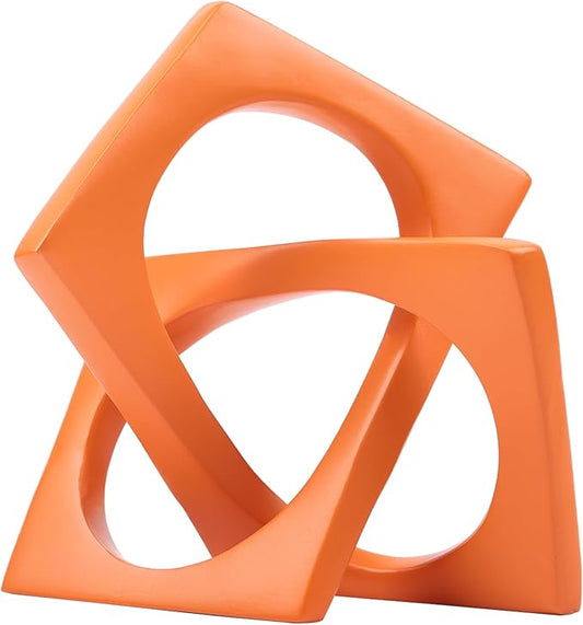 DOVDOV Geometric Cube Orange Knot Decorations, Geometric Sculptures, Modern Home Decorations for Home Decor Accents, Dining Tables, on Shelves, Consoles, entryway Tabletop centrepieces