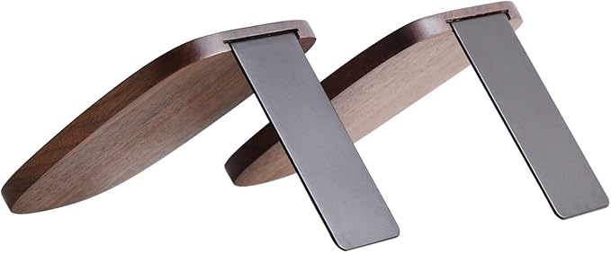 Muso Wood Book Ends for Shelves, Non-Skid Bookends for Heavy Books, Wooden Book Stopper for Home Office and Library (Walnut 1 Pair)