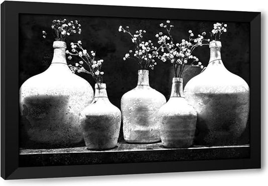 ArtDirect Monochrome Vases Custom Framed Art Print Giclee Print or Canvas Options with Various Sizes and Customization by Allen, Kimberly