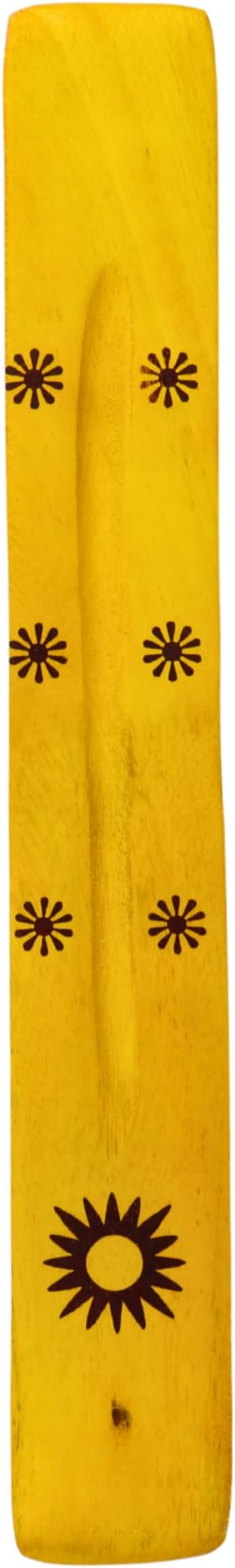 Hosley Wooden Incense Burner in Yellow 10 Inches Long Natural Wood with Yellow Finish Ideal Gift for Wedding, Aromatherapy, Zen, Spa, Reiki, Meditation