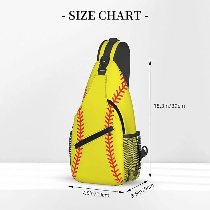 QFXUYNG Softball Ball Adult Sling Bag Unisex Chest Bags Crossbody Backpack Casual Daypacks Shoulder Bag for Women Men Cycling Hiking Travel