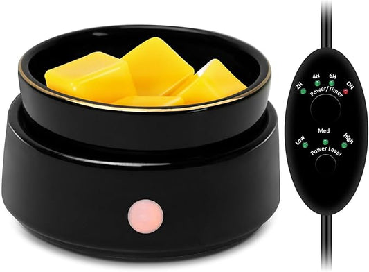 Candle Melt Warmer with Timer Auto Shut-Off Ceramic Electric Wax Burner Melter Timer Adjust Fragrance Intensity for Scented Wax Melts Candle Jars Essential Oils Home Office Gift Decor