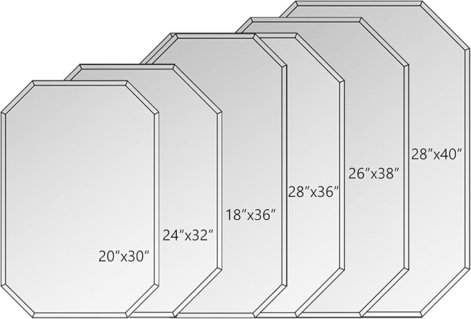 Chende 2 Packs Bathroom Mirror for Wall, 24"x32" Octagon Frameless Mirror with Beveled Edge, Vanity Mirror for Bathroom Living Room Bedroom Vertical or Horizontal