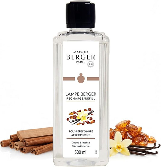 Amber Powder | Lampe Berger Fragrance Refill by Maison Berger | for Home Fragrance Oil Diffuser | Purifying and perfuming Your Home | 16.9 Fluid Ounces - 500 milliliters | Made in France
