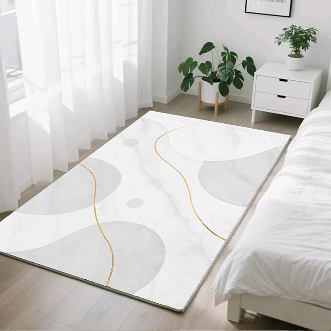 Minimalist Marble Rug - 2x6 Runner Rug, Abstract Marble Runner Carpet, Modern Luxury Entryway Rugs, Washable & Non Slip Carpet Home Decor
