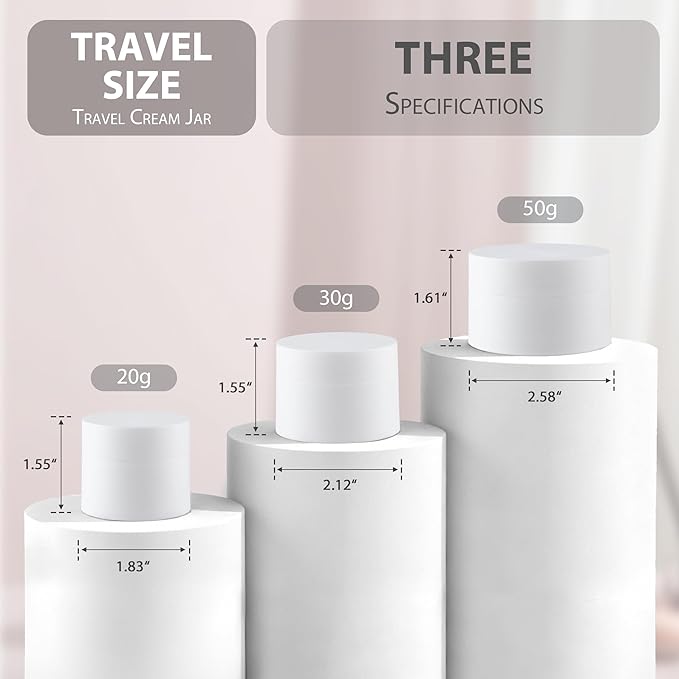 Travel Size Containers, 1OZ Small Plastic Containers with Lids, Travel Container for Creams, Lotion, Toiletries, Makeup (2PCS Black and 2PCS White Plastic Jars)