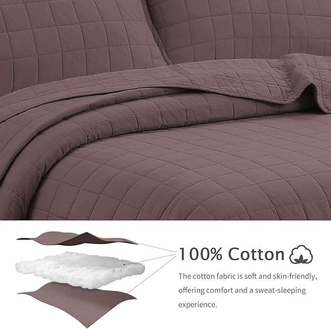 100% Cotton Quilt Sets Super King Size - Soft Lightweight Quilt Bedding Set for Bedroom Decor-Bedspread in Geometric Pattern with 2 Pillow Shams for All Season, 120x128 inches