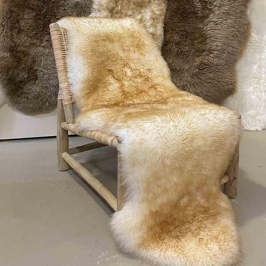 HUAHOO Premium Genuine Sheepskin Rug Real Australia Sheepskin Natural Luxury Fluffy Lambskin Fur Area Rug Seat Covers for Kids Bedroom Sofa Chair Cover Pets Dogs Mat Double Pelt/2' x 6' Brown Tipped