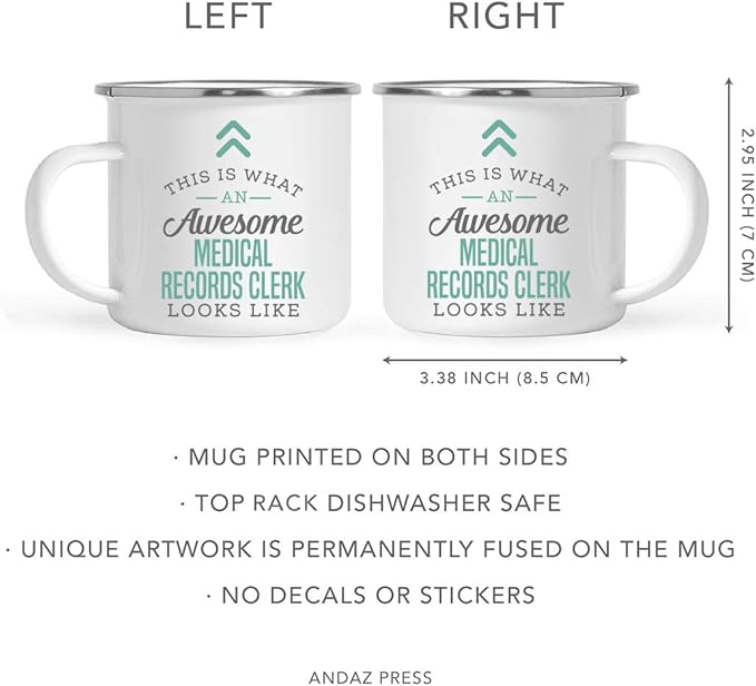 Andaz Press 11oz. Stainless Steel Campfire Coffee Mug Gift, This is What an Awesome Medical Records Clerk Looks Like, 1-Pack, Birthday Gift Ideas Coworker Him Her, Includes Gift Box