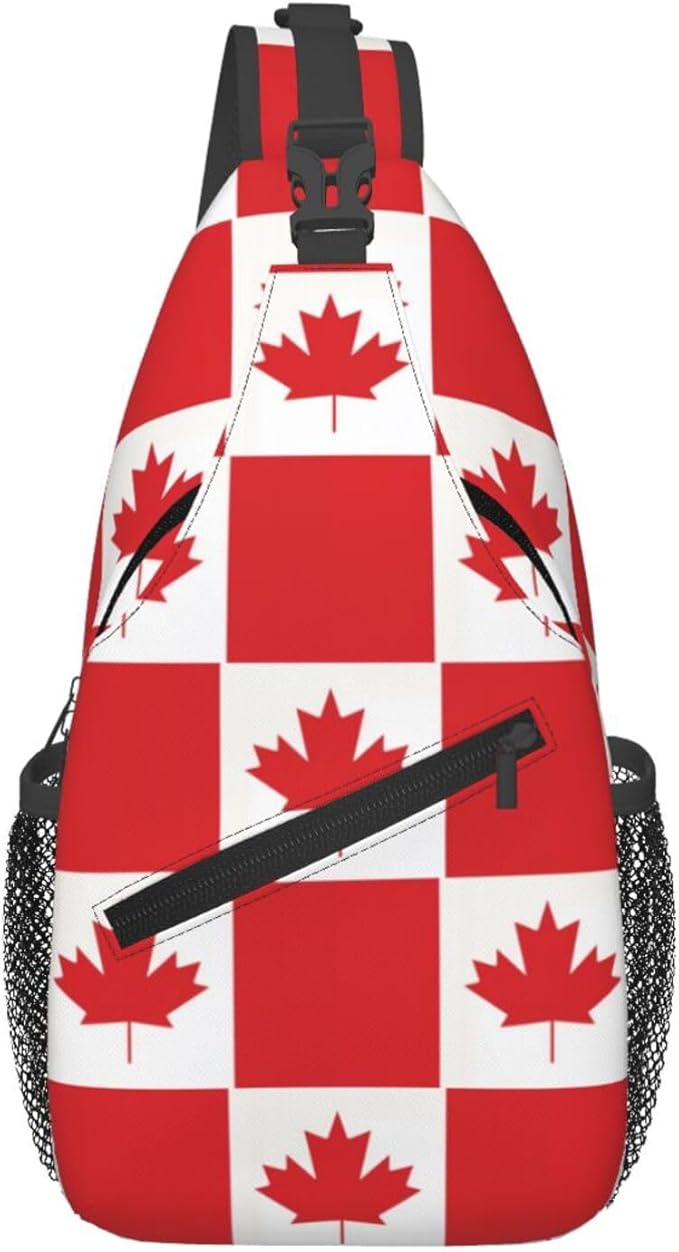 Canadian Flag Sling Bag Multipurpose Crossbody Sling Backpack Travel Cycling Hiking Shoulder Bag For Women Men